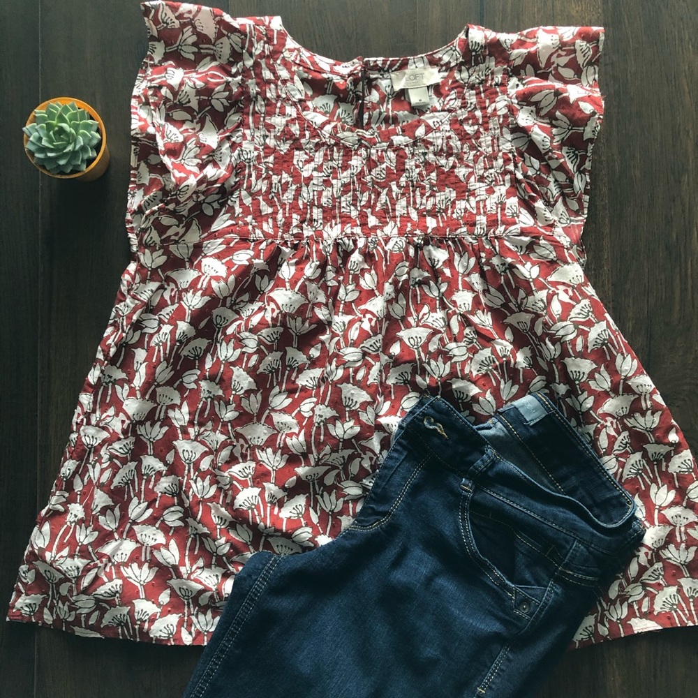 LOFT Smocked Blouse